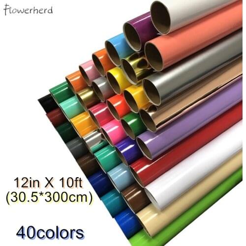 12" X 10ft 40Kinds Heat Transfer Vinyl HTV Roll Iron on Vinyl Bundle for Cricut Silhouette & Cameo DIY Iron on T-Shirts Fabrics