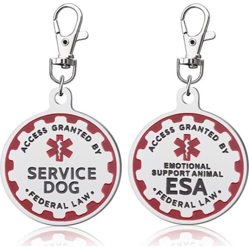 Service Dog Tag, Emotional Support Dog Tag Keychain ,Metal Pet ID Tags for Service Animals, Emotional Support Dogs &Therapy Dogs