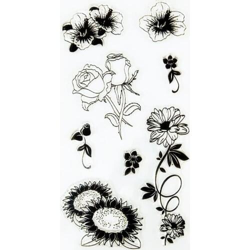 YLCS008 sunflower silicone clear stamps for Scrapbooking DIY album cards making decoration TPR transparent rubber stamp 11*20cm
