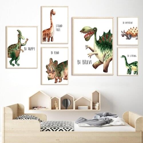 Cute Jurassic Dinosaur Wall Art Canvas Painting Nordic Posters And Prints Wall Pictures Baby Kids Kawaii Room Nursery Decoration