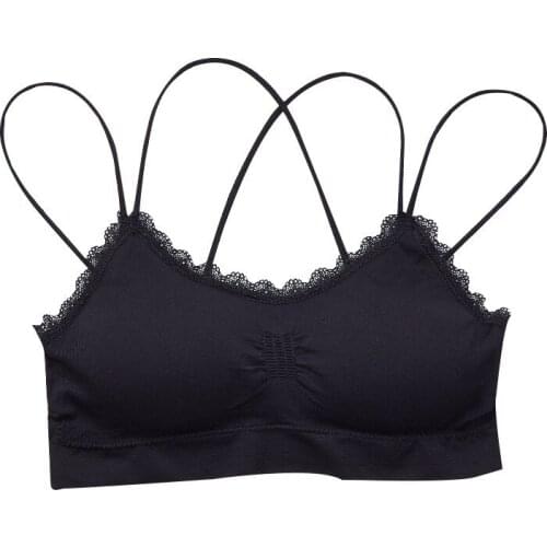 Sports Underwear Womens Antiglare No Steel Ring Cross Camisole With Lace Beauty Back Wrapped Chest