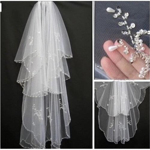 Wedding Veil for Bride Crystal Beaded Bridal Veil Veus de noiva Wedding Accessories