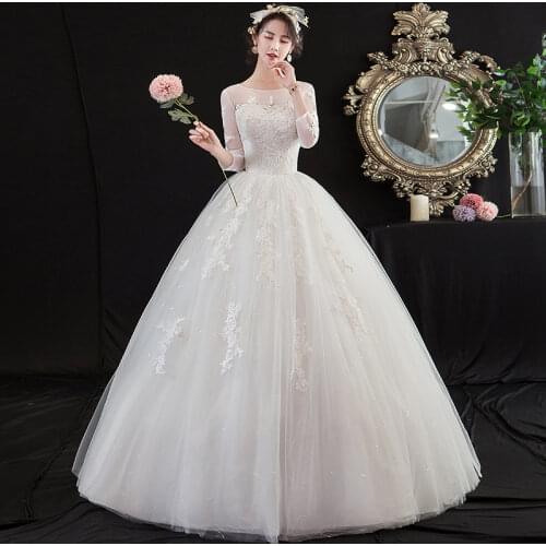 Wedding Dress 2021 The Full Sleeve Lace Up Ball Gown Princess Luxury Lace Embroidery Wedding Dresses Plus Size