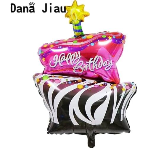 Wedding Double-deck Happy Birthday Cake Foil Balloon Party Sweet Pink Chocolate Food Ice Cream Decoration Wedding Baby Shower