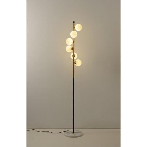 LED floor lamp mable base white glass floor light latest design 6 lights design floor lamp for living room decoration lighting