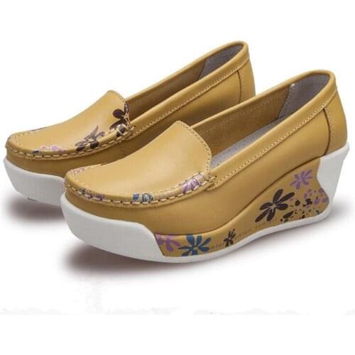 Free shipping womens shallow mouth single shoes casual wedges soft outsole woman Pumps swing shoes mother maternity