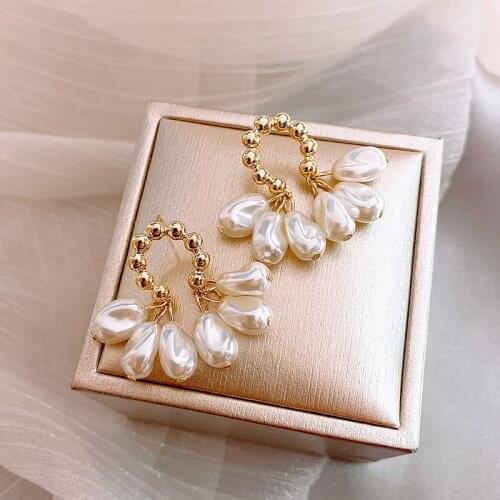 Korean Pearl Drop Earrings for Women 10 Simulated Pearls Simple Charms Party Earrings Fashion Ladies Anniversary Gifts
