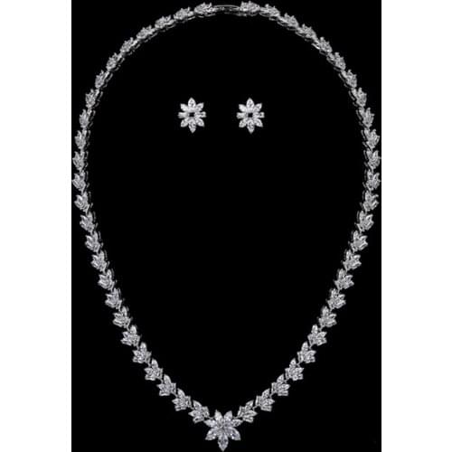 Upscale dinner essential jewelry zircon Set necklace (necklace long 41CM + earrings)