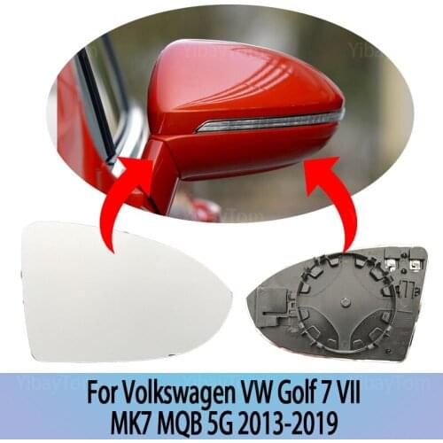 Rearview Heated Left & Right Side View Exterior Wide Angle Mirror Glass for Volkswagen VW Golf 7 VII MK7 MQB 5G 2013-2019