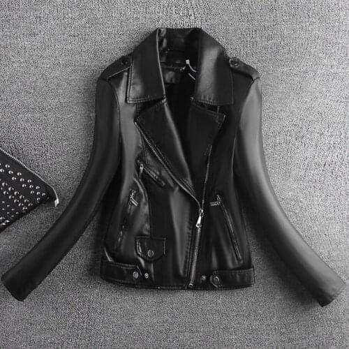 Motorcycle Leather Jacket Women 2020 New Spring Autumn Short Coat Zipper Black Faux Leather Jackets Women