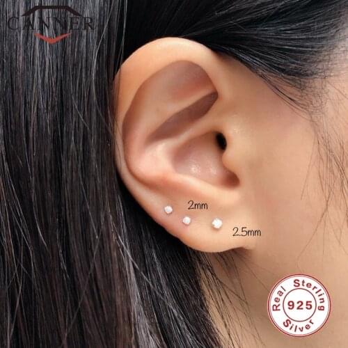 CANNER 2/2.5/3mm Fashion 925 Sterling Silver Small Opal Stud Earing Earrings for women Piercing Earring Earings gift jewelry