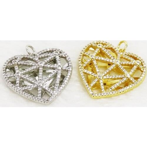 10 Pcs Heart shape style zircon Pendant 3D heat shape pendant Jewelry Necklace Accessories New design pendant 51599