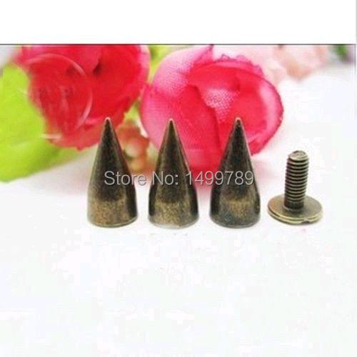 100Sets DIY 13MM Bronze Color Metal Bullet Spike Stud Punk Bag Belt Shoes Clothes Leathercraft Cone Rivet DIY Shipping Free