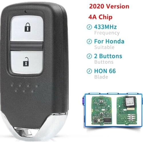 2 Button Car Keyless Go Smart Remote Key 433Mhz with 4A Chip for Honda Jazz Civic FIT Venzel XRV X-RV HRV Intelligent Remote Key