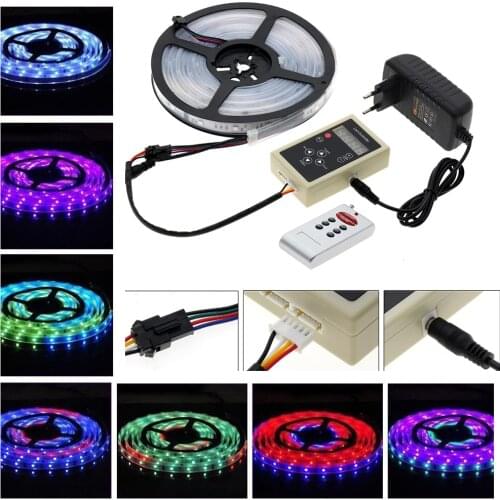 5M 6803IC 5050SMD RGB Dream Color 150LEDs LED Strip Light Waterproof 133 Program RF Remote DC 12V Power Kit Holiday Decoration