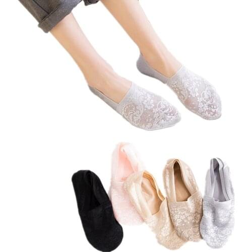 2017 new sale 5 pairs Spring summer female socks Silk lace thin socks slipper socks women socks Breathable qualtiy popsocket