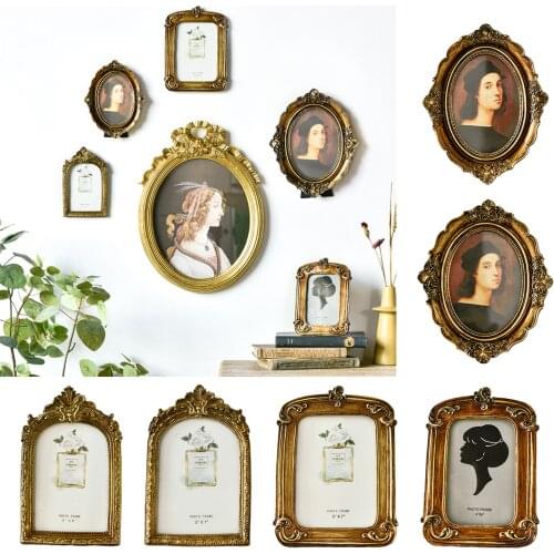 Antique Picture Frame Embossed Vintage Photos Photo Holder Ornate Frames Photo Frame Resin Decorative Picture Frame