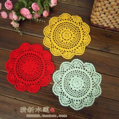 Free shipping 2015 new cotton crochet lace doilies for home decor with flower cup pads coaster placemat as innovative item mats