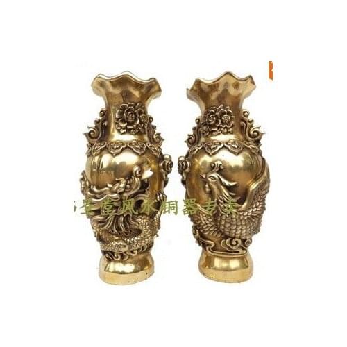 Bronze statue copper vase lucky Ruyi decoration gift a pair of Large