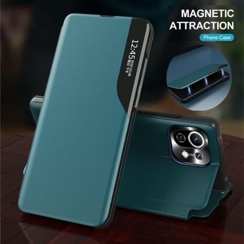 For xiaomi mi 11 mi11 lite case luxury window view magnetic leather flip cover for mi 11 pro book stand coque shockproof fundas