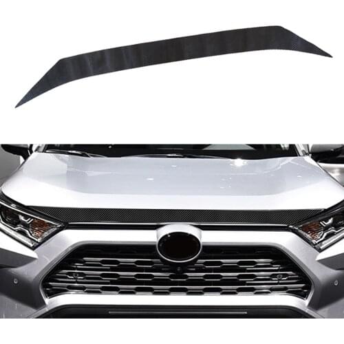 CITALL Car Hood Grille Bonnet Lid Molding Trim Sticker Decoration Fit for Toyota RAV4 2019 2020 2021 Carbon Fiber Style PVC