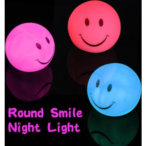 Baby Night Light Novelty Lamp Changing Color LED Energy Night Light Magic Round Smile Colorful Holiday Gifts