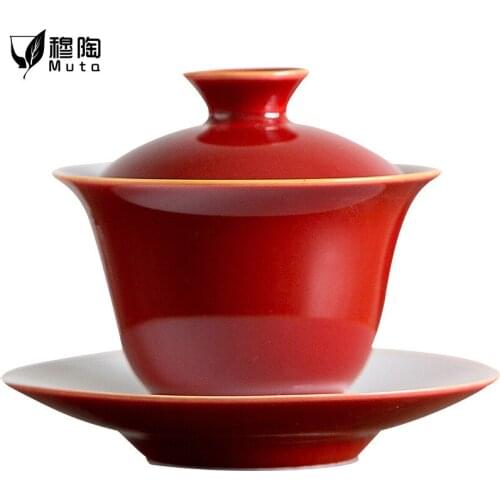 Gaiwan Ceramic Tea Bowl Lid Saucer Set Lotus Teapot Master Cup Exquisite Tea Tureen Kung Fu Tea Teaware Drinkware As Gift tea