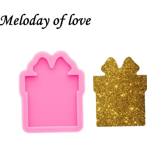 Glossy Christmas Gift Box badge reel Mold Silicone Resin Mould DIY Handmade for Epoxy Making chocolate Polymer Clay DY0329