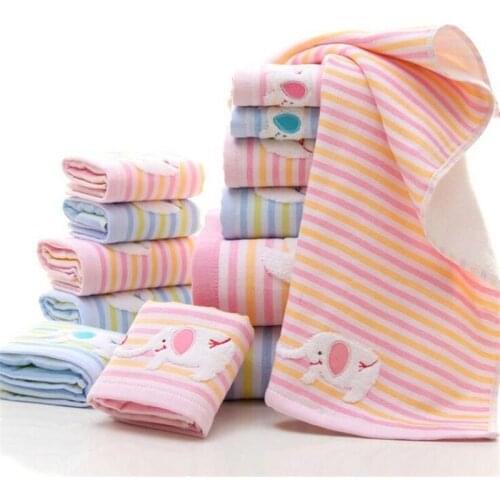3-piece/Sets Cartoon Elephant Cotton Bath Towels Beach Towel For Kids Absorbent Soft Hand Face For Adult Basic Towels Sets