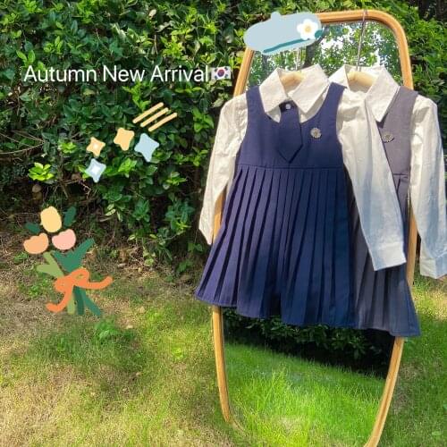 Toddler Girls Jk Clothes Suit for Kids Preppy Style Outfit Children Blouse and Pleated Vest Dress School Girls 3pcs Set