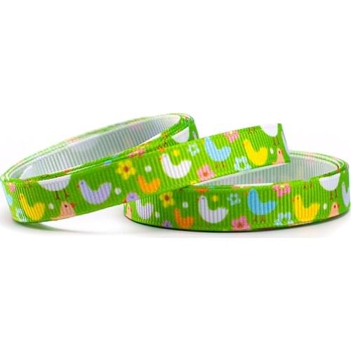 NEW 3/8' 9mm Easter day ribbon egg & rabbit pattern printed grosgrain ribbons