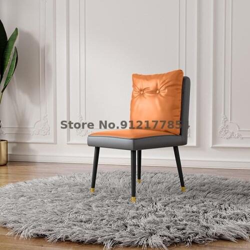Nordic leather dining chair home desk chair bedroom makeup chair net red ins chair modern minimalist light luxury backrest stool
