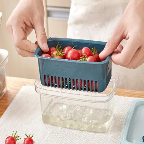 Kitchen Plastic Storage Box Fresh-keeping Safe Stable Refrigerator Food Rectangle Box Home Kitchen Storage Containers With Lid