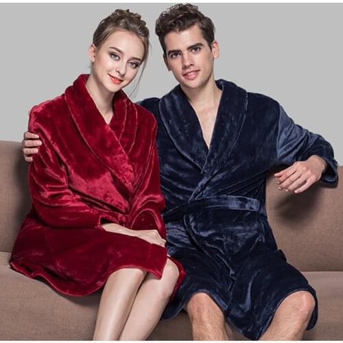 Hot Selling Lovers Soft as Silk Winter Warm Bathrobe Men Long Kimono Bath Robe Femme Robes Mens Dressing Gown for Male Bathrobes