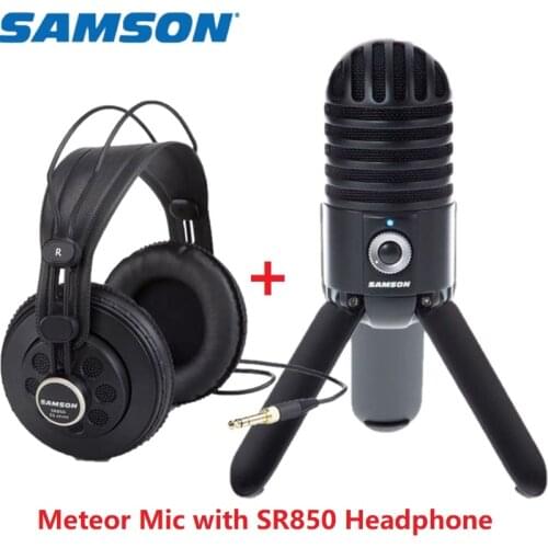 Samson Meteor Mic USB studio condenser microphone with SAMSON SR850 headphone ,use for computer video recording