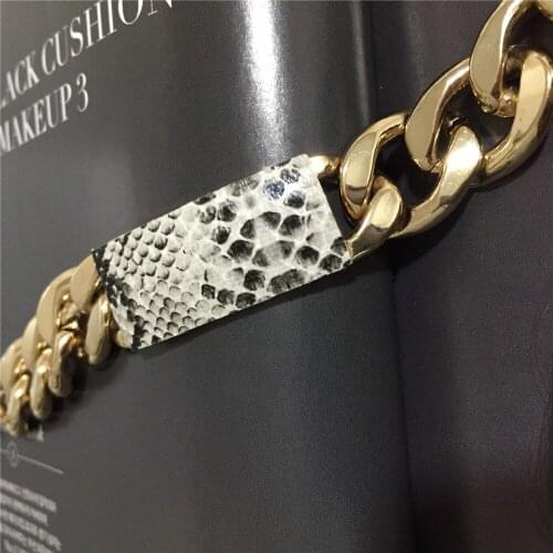 New Arrivals High Quailty Punk Style Gold Color Snake Skin Printed Bar Bracelet For Women Girl Man Unisex Party Wearing