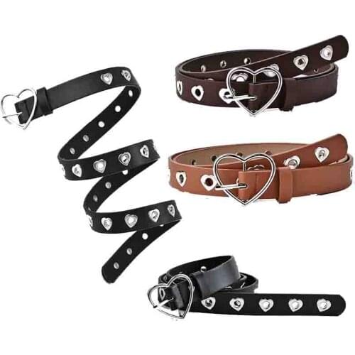 New creative love ladies belt punk style multi-row hollow buckle belt fashion all-match decorative jeans belt