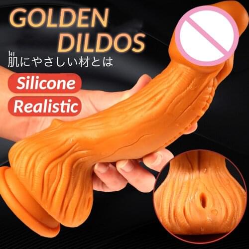 Huge Big Dildos for Women Golden Silicone Oversize Realistic Dildo Big and Thick Dick Sex Toys Anal Suction Cup Dildo for Gay