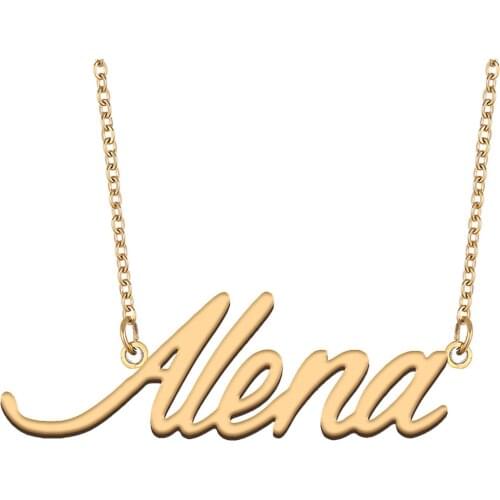 Alena Name Necklace for Women Stainless Steel Jewelry 18k Gold Plated Alphabet Nameplate Pendant Femme Mother Girlfriend Gift