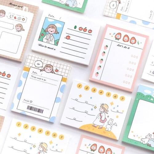 SIXONE 50 Sheets Kawaii Girl Memo Pad Student Diary Note Paper List Hand Account Message paper Stationery Office School Supplies