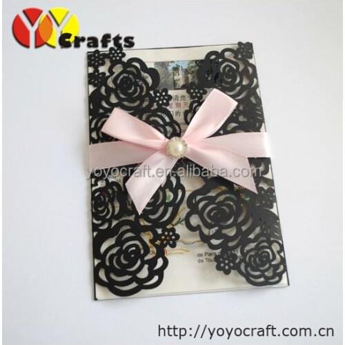 Korean style beauty flower customized wedding invitation card with envelope and insert meeting party favor invitation card