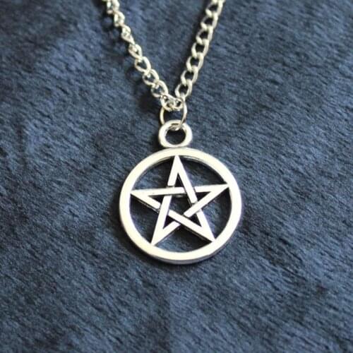Supernatural Necklace Devils Trap Pentagram Pentacle Antique Silver Color Amulet Pendant Vintage Retro Movie Jewelry Wholesale