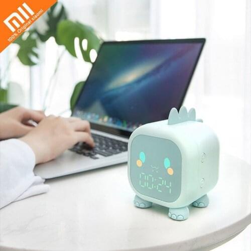 Xiaomi Led Cartoon Alarm Clock Voice Control Timed Night Light Kids Sleep Training Desktop Alarm Clock with Temperature Display