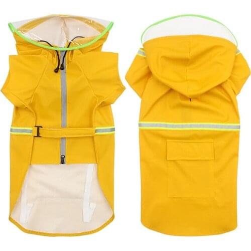 Outdoor Dog Rain Coat Hooded Waterproof Overalls Medium Big Dogs Bulldog Jacket Clothes Reflective Raincoat 2XL 5XL Large Size