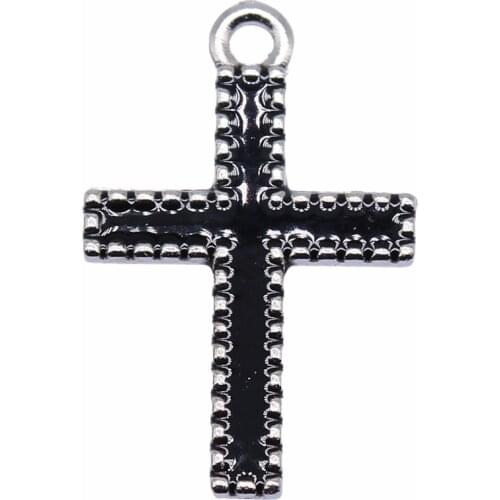 WYSIWYG 10pcs 25x16mm Rhodium Color Gold Color Double Sided Black Enamel Cross Charms For Jewelry Making DIY Jewelry Findings