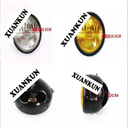 XUANKUN Motorcycle Motorcycle Accessories Metal Shell Material Glass Lamp Head White Oval Line