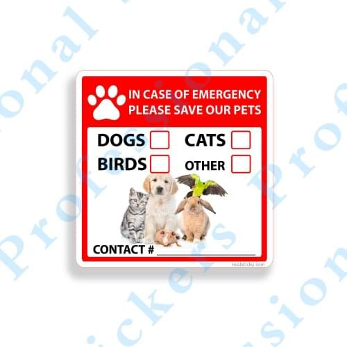 Funny Stickers Save Our Pet Sticker Emergency Rescue Dog Cat Bird Family Window Door Wall Decal Motorcycle Accessories