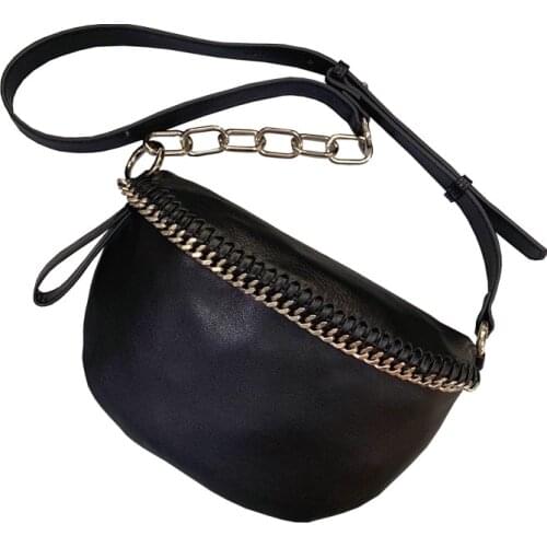 178 Real Leather Cow Skin Women Chain Belt Bag Fanny Packs High Quality