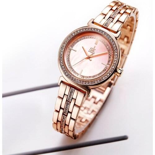 SHENGKE Women Korean Style Fashion Luxury Analog Display Quartz Wrist Watch Gift