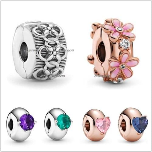 Authentic 925 Sterling Silver Passions Flower Pattern Clip Charm Beads Fit Women Pandora Bracelet & Necklace Jewelry